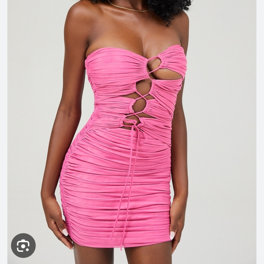 Mistress Rocks Elegant Pink Ruched Dress